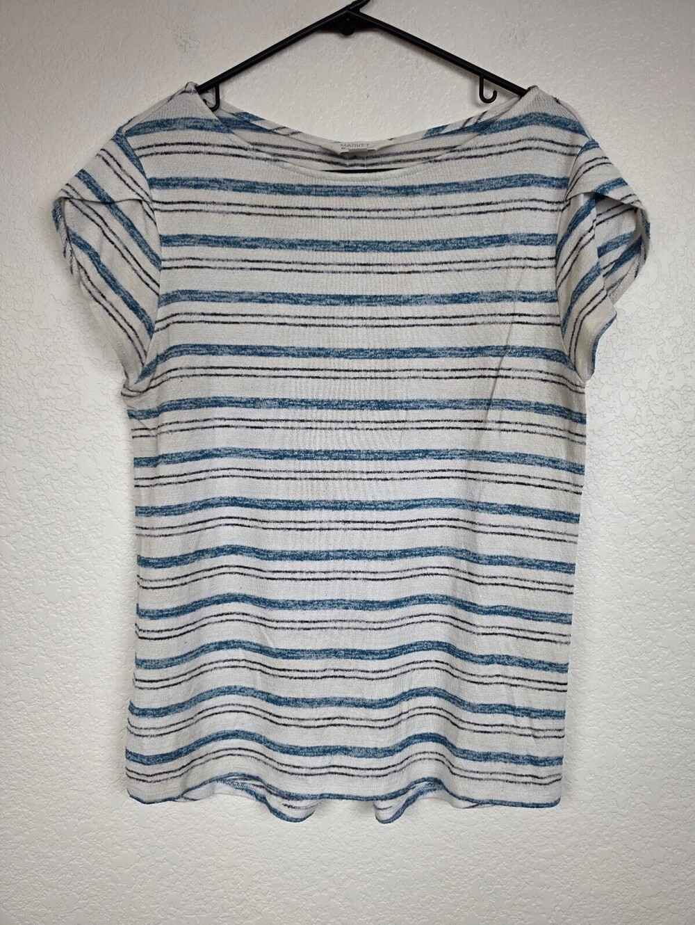Market & Spruce Blue Striped Petite Top